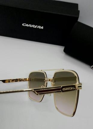 Carrera очки унисекс солнцезащитные коричнево розовый градиент в золотом металле7 фото