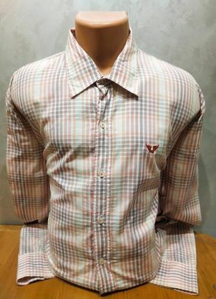 Практична зручна бавовняна сорочка в клітку американського бренду одягу pall mall