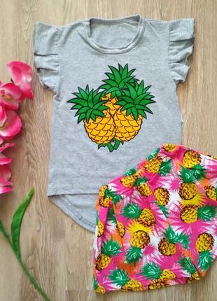 Костюм 🍍 комплект для девочки, летний, футболка и шорты