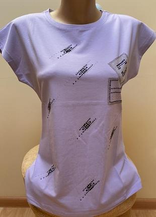 Лавандова футболка з камінцями💜💜💜