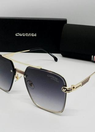 Carrera стильні чоловічі сонцезахисні окуляри темно сірий градієнт в золотому металі