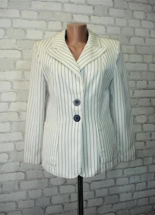 Белый  пиджак в полоску с карманами "trevira "  46-48 р1 фото