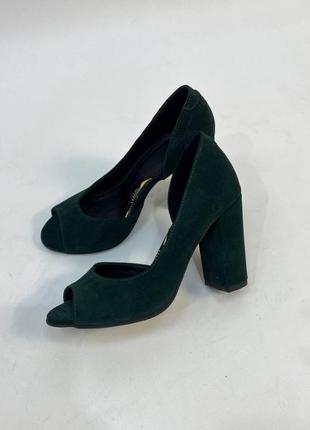 Эксклюзивные туфли из натуральной итальянской замши изумруд