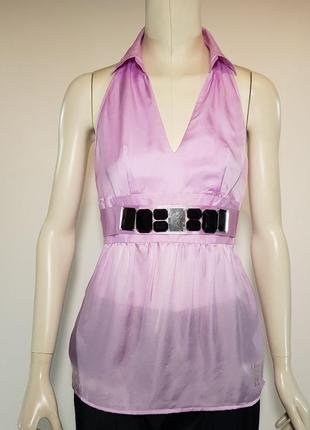 Блуза топ "guess by marciano" шелковый розовый с декоративным поясом (сша)2 фото