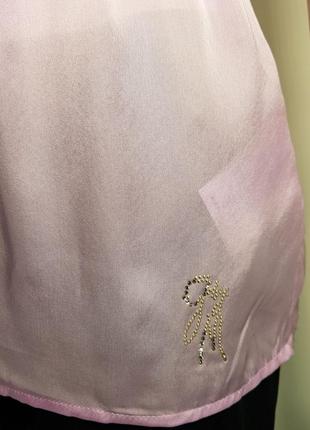 Блуза топ "guess by marciano" шелковый розовый с декоративным поясом (сша)5 фото