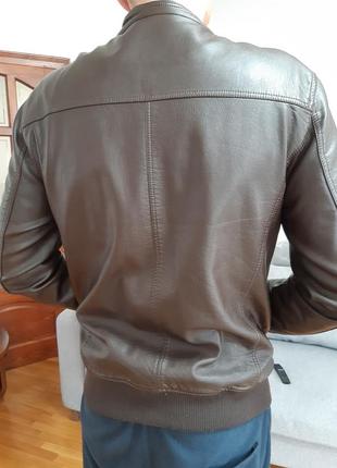 Мужская куртка эко кожа коричневая3 фото