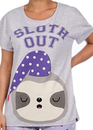 Мега классная хлопковая футболка батал принт ленивец harry bear ❣️❇️❣️