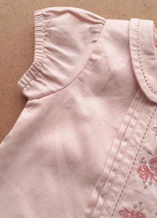 Нарядная блуза с вышивкой цвета грязной пудры на девочку 0-3 мес4 фото
