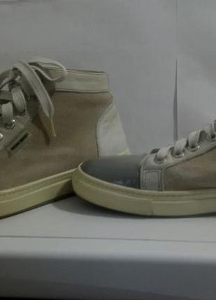 Серые кеды из натуральной кожи замши на шнуровке antony morato