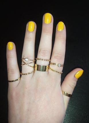 Набор 9шт кольцо набор колец набір кольців перстень колечко цвет золото серебро