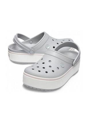 Crocs crocband platform clog light grey / rose кроксы на платформе1 фото