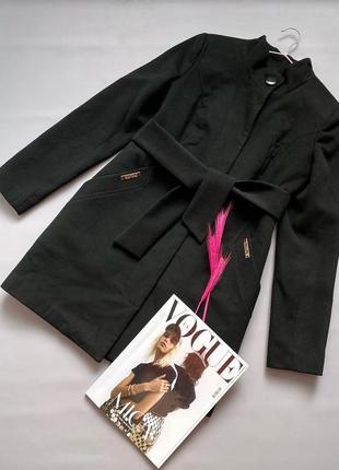 Базове чорне класичне пальто на підкладці жіночий плащ з поясом верхній одяг2 фото
