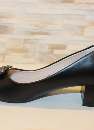 Туфли женские черные на каблуке т14572 фото