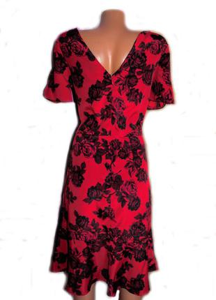 Платье годе темно-красное в красивый принт черных роз / оч.удачная модель3 фото