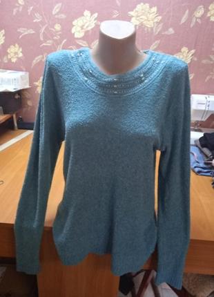 Теплый свитерок  прим.46-48 р,морская волна