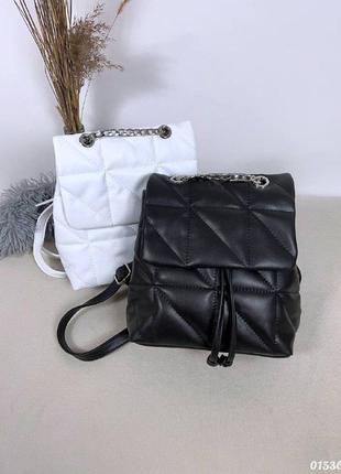 Чорний рюкзак-сумка, женский черный рюкзак сумка стеганый6 фото
