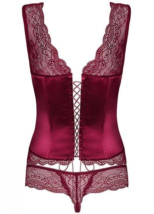 Сексуальный атласный бордовый корсет с кружевом miamor corset4 фото