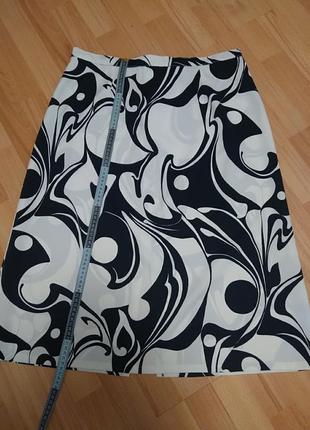 Юбка миди ровная белая в чёрный принт р.48-50-52. 3