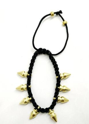 Модный punk rock плетенный браслет с золотыми спайками