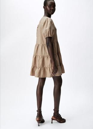 Ярусное льняное платье zara 4