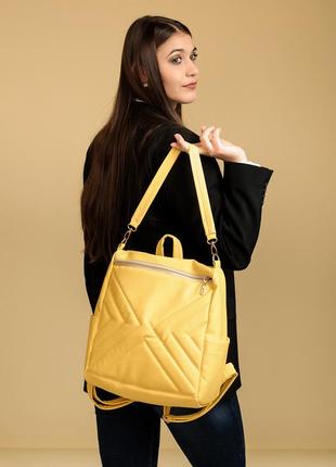 Рюкзак желтый женский кожа эко сумка-рюкзак желтая3 фото