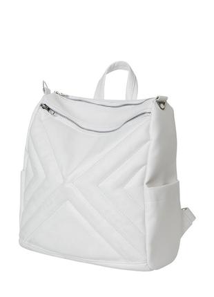 Белый рюкзак кожа эко сумка рюкзак белая6 фото