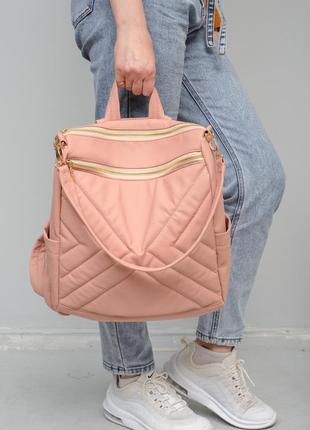 Рюкзак стильный розовый пудра сумка рюкзак кожа эко4 фото