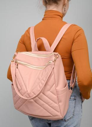 Рюкзак стильный розовый пудра сумка рюкзак кожа эко