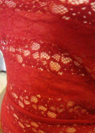 Блузка красная кружевная стрейчевая8 фото