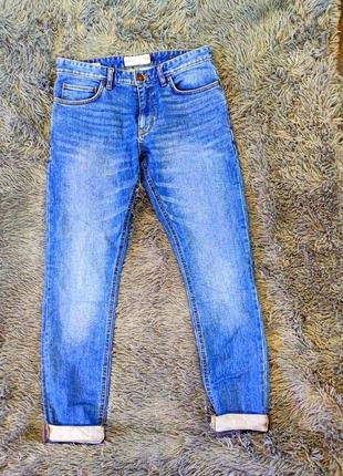 Мужские джинсы next зауженные – голубые узкие укороченные skinny1 фото