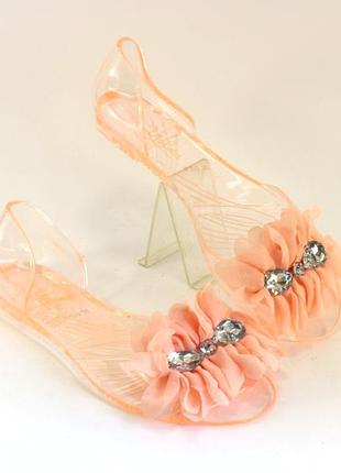 Силиконовые классные балетки 35-37 персиковые с камнями турция