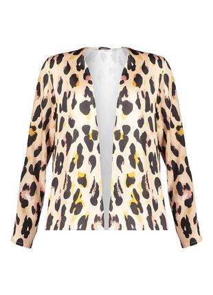 Атласный пиджак кардиган кофта жакет блузка блуза в животный принт3 фото