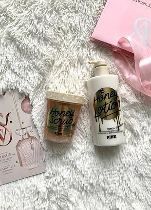 Набір лосьйон скраб honey lotion honey scrub pink victoria's secret вікторія сікрет