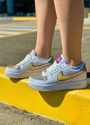 Nike air force rainbow hologram новинка жіночі яскраві трендові кольорові кросівки весна літо осінь радужные кроссовки демисезон форс8 фото