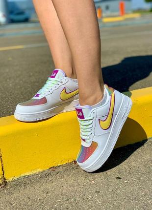 Nike air force rainbow hologram новинка жіночі яскраві трендові кольорові кросівки весна літо осінь радужные кроссовки демисезон форс10 фото