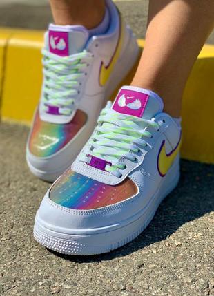 Nike air force rainbow hologram новинка жіночі яскраві трендові кольорові кросівки весна літо осінь радужные кроссовки демисезон форс3 фото