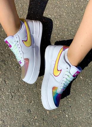 Nike air force rainbow hologram новинка жіночі яскраві трендові кольорові кросівки весна літо осінь радужные кроссовки демисезон форс4 фото