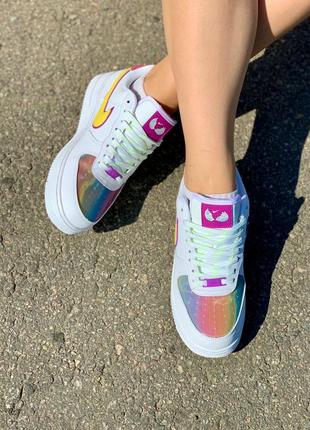 Nike air force rainbow hologram новинка жіночі яскраві трендові кольорові кросівки весна літо осінь райдужні кросівки демисезон форс4 фото