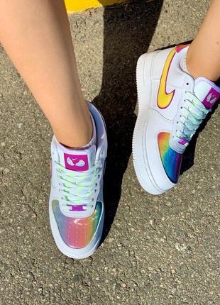 Nike air force rainbow hologram новинка жіночі яскраві трендові кольорові кросівки весна літо осінь райдужні кросівки демисезон форс6 фото