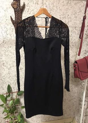 Чорна нарядне платтячко з відкритою спиною.1 фото
