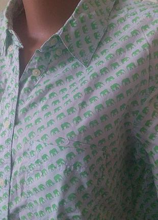Рубашка блуза хлопок принт слоники индия2 фото