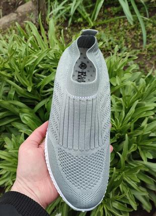Сірі мокасини сліпони кросівки, кеди текстильні тканинні2 фото