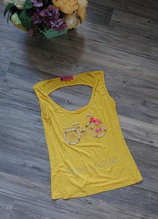 Красивая женская блуза с апликацией блузка майка футболка размер s/m
