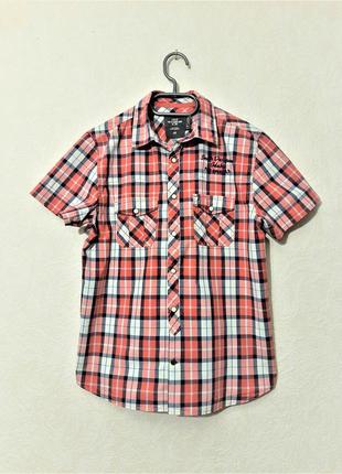 H&m стильная брендовая мужская рубашка в клеточку серая-розовая-белая летняя оригинал