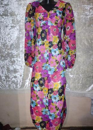 Яркое винтажное платье макси с цветочным принтом hoffner modell