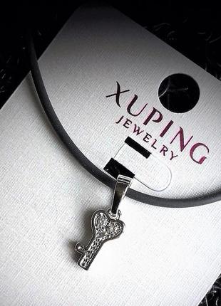 Ювелирная бижутерия xuping jewelry, подвеска с фианитами на шнурке3 фото