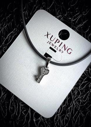 Ювелирная бижутерия xuping jewelry, подвеска с фианитами на шнурке6 фото