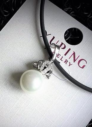 Ювелирная бижутерия xuping jewelry, подвеска с фианитами на шнурке3 фото