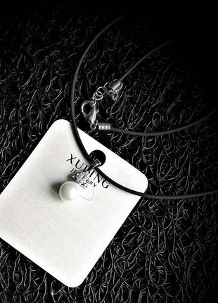 Ювелирная бижутерия xuping jewelry, подвеска с фианитами на шнурке7 фото
