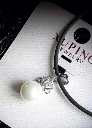 Ювелирная бижутерия xuping jewelry, подвеска с фианитами на шнурке10 фото